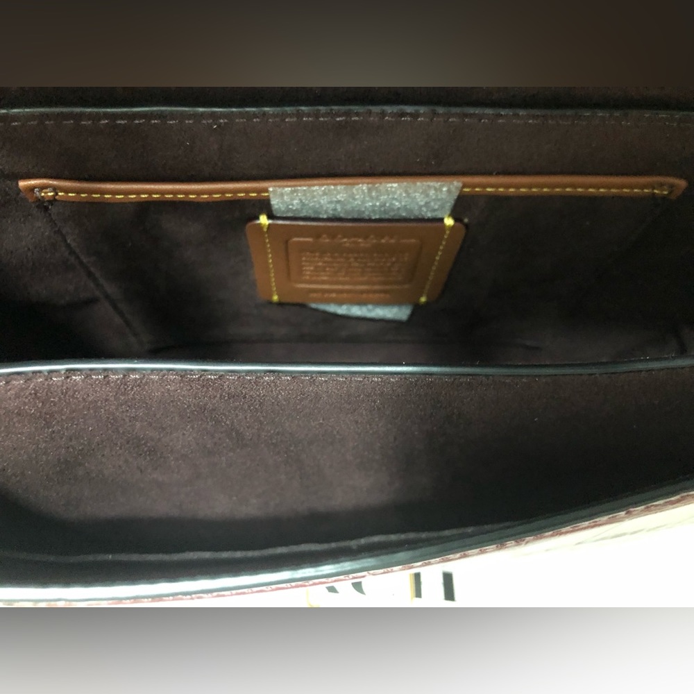 COACH Embossed Croc Studio Shoulder Bag ~ Wine ~ NWT - Picture 9 of 12